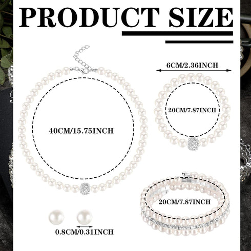 Glenmal 8 Pcs Pearl Jewelry Set for Women Faux Necklaces Earrings Bracelet Jewelry Set Imitation Long Tea Party Pearls Pearl Jewelry for Girls Cos...