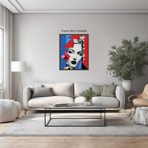 Posterizer 1 pcs-vintage make up-woman with diamonds collage-Abstract & Modern Art-Retro Art-Gift for Women, Fashionistas, Designer Fashion Fans- ...