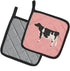 Caroline's Treasures BB7822PTHD Holstein Cow Pink Check Pair of Pot Holders Kitchen Heat Resistant Pot Holders Sets Oven Hot Pads for Cooking Baki...