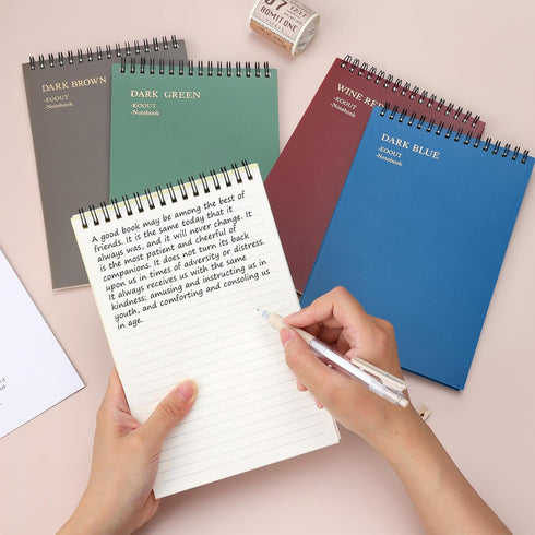 EOOUT 5pcs Top Spiral Steno Pads, 6x9 Top Spiral Notebook, Thick Plastic Hardcover 60 Sheets Note Pads with 7mm College Ruled Paper,5 Colors Writi...