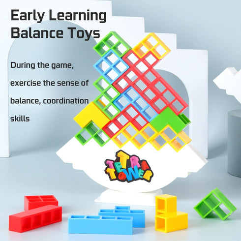 48 Pcs Tetra Tower Balance Stacking Blocks Game, Board Games for 2 Players+ Family Games, Parties, Travel, Kids & Adults Team Building Blocks Toy...