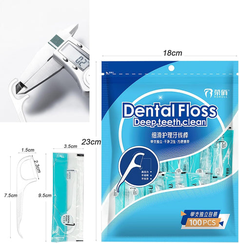 100 Count Dental Floss Picks Flossers for Adults Kids Independent Packaging Disposable Portable Household Travel Use Tensile...