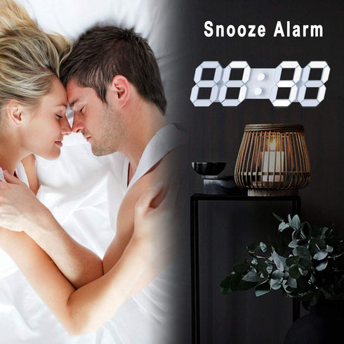 EDUP HOME 3D LED Digital Wall Clock/Desk Alarm Clock with Remote Control for Kitchen Bedroom Office, 9.7" LED Night Light Decor Clock Adjust Brigh...