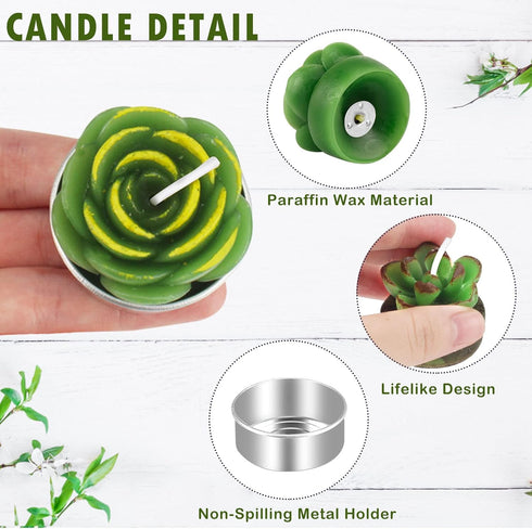 Outee 12 Pcs Cactus Tealight Candles Handmade Delicate Succulent Candle Cactus Candles Smokeless Aromatherapy Mini Candles Tea Lights 12 Styles fo...