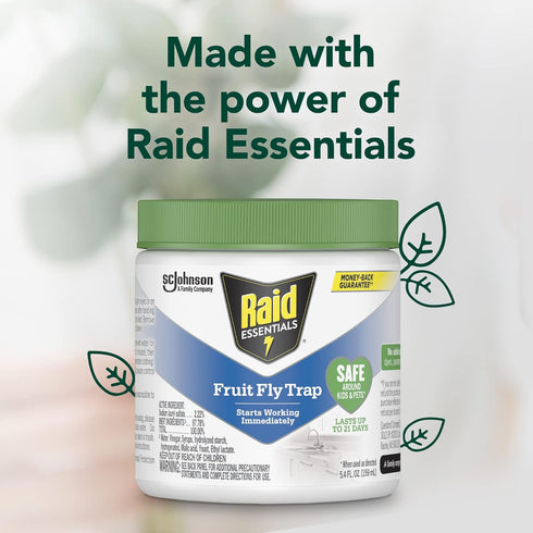Raid Essentials Fruit Fly Trap for Indoors, Made with Essential Oils, Child and Pet Safe, 5.4 oz...