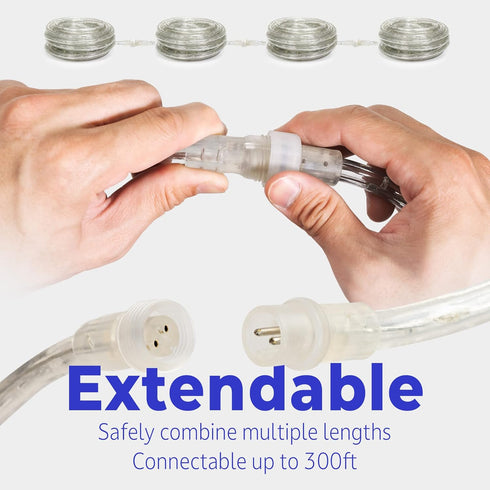 WYZworks 288LEDs 25ft LED Outside Rope Lights, Outdoor ETL Certified Waterproof Permanent 360 Degree Light Emitting, Flexible Tube, Connectable, C...