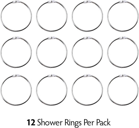 SlipX Solutions Chrome Simple Slide Shower Curtain Rings Provide Effortless Gliding on Standard Shower Rods (Rust Resistant, Snap Closure, Set of ...
