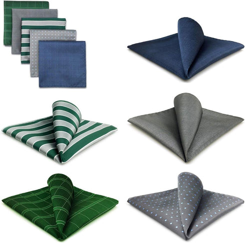 SHLAX&WING 5 Pieces Assorted Mens Silk Pocket Square Handkerchiefs Set 18...
