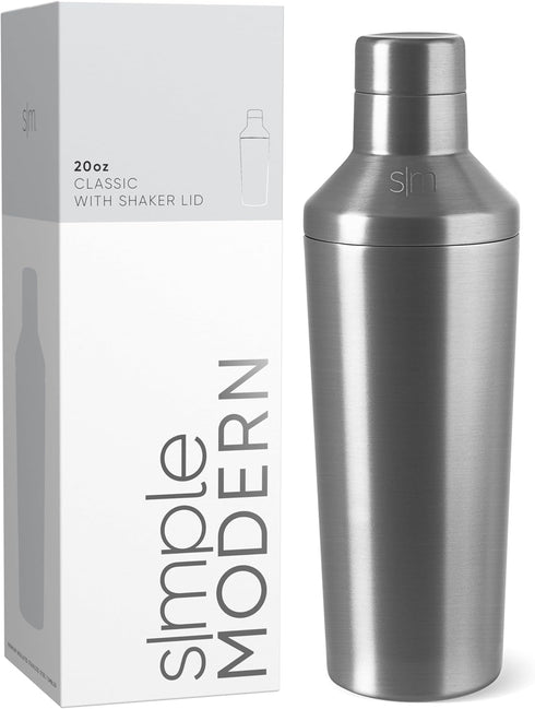 Simple Modern Cocktail Shaker Set with Jigger Lid | Stainless Steel Boston Shaker Insulated Martini Mixer for Mocktails | Gifts for Men Women Him ...
