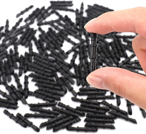 50 Pcs Drip Irrigation Coupling Fittings, 1/4'' Drip Irrigation Tubing, Straight Coupling/Single Barbed Connectors for Universal 1/4 Inch Irrigati...
