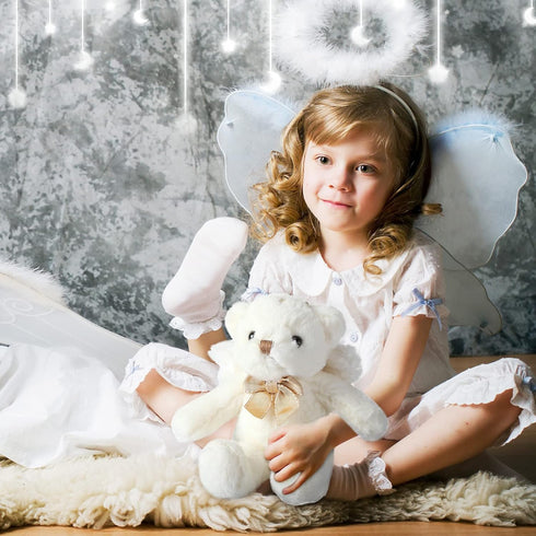 Angel Bear Plush Stuffed Animal with Wings White Bear Dolls for Boys Girls Birthday Gift (Ribbon Bow, 10 Inch)...