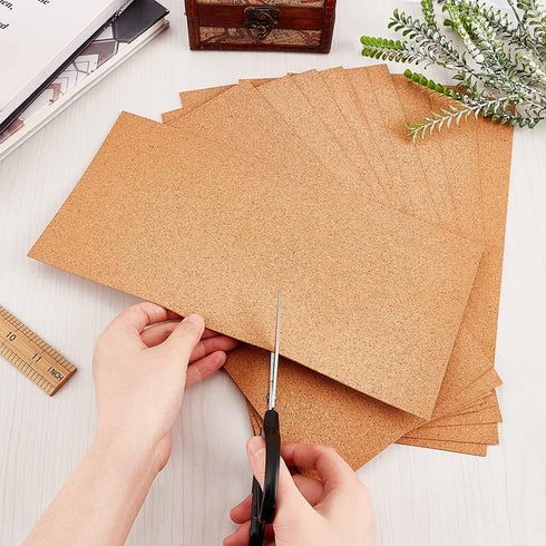OLYCRAFT 10 Sheets Cork Sheets 12x6.1 Inch Thin Cork Roll 1mm Thick Brown Cork Board Rectangle Cork Tiles Cork Mats for Coaster Placemat Kitchen D...