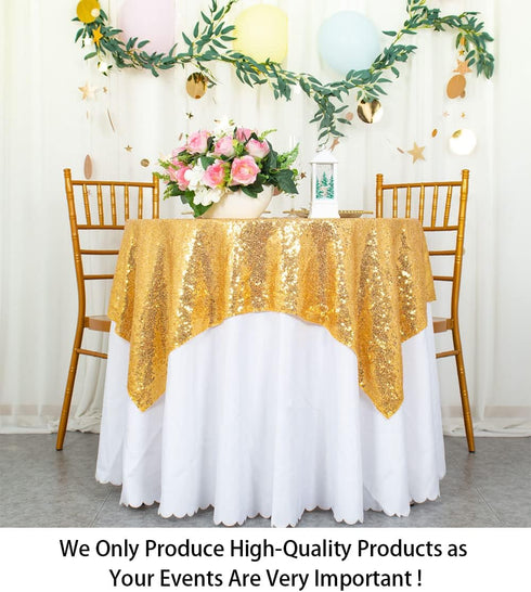 ShinyBeauty Sequin Tablecloth-Gold Sequin Table Overlay and Sequin Tablecloth/Linen for Wedding/Party/Event/Decoration-Gold (36inx36in)...