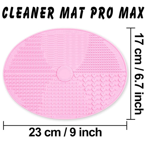 Makeup Brush Cleaner Mat Silicone Brush Cleaning Mat Big Size Make Up Brush Clean Pad with Suction Cup for Makeup Brush Cleaning (Pink)...