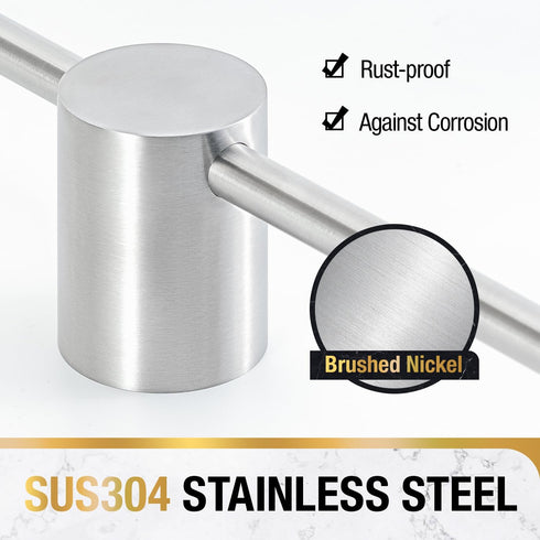 HITSLAM 18 Inch Brushed Nickel Towel Bar, SUS304 Stainless Steel Single Base Towel Rack Wall Mounted, Modern Home Decor Bathroom Towel Holder with...