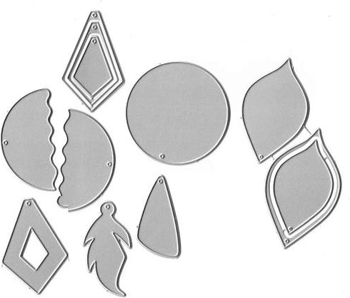 9Pcs Set Die Cuts - Earring Drop Tassel Teardrop Diamond Flower Leaf Feather Earring Cutting Dies for Card Making, Leather, Paper, DIY Crafts...
