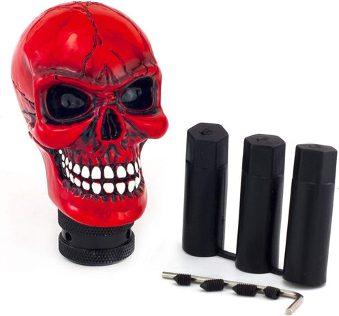 Skull MT Car Stick Shifter Handle, Gear Shift Knob Small Teeth Devil Skeleton Style Fit Most Manual Automatic Transmissions, Red...