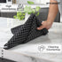 Encasa XO Cotton Kitchen Towel Set | Hand and Tea Cloth for Cleaning & Quick Drying, X-Large 28"x18" (Pack of 4) Highly Absorbent - Butcher Black...