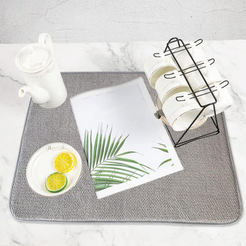 2Pack Large Dish Drying Mat for Kitchen Counter,24 x 17 Inch Microfiber Absorbent Dish Drying Pad,Large Size Dishes Drainer Mats for Countertops,S...