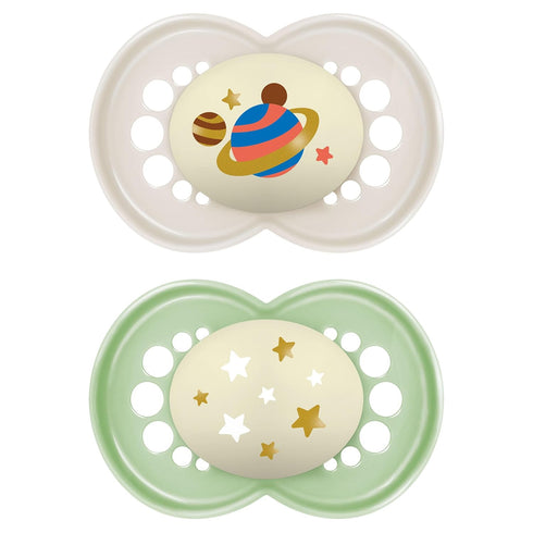 MAM Original Night Pacifiers, Binky Pacifier for 6-16 Months, BPA-Free Silicone, Glows in The Dark, Best for Newborn Babies, Developed with Medica...