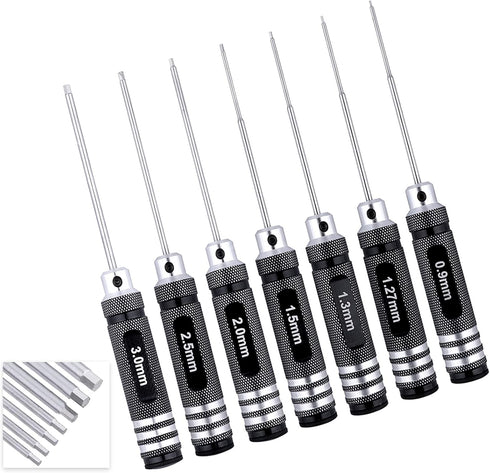 Hex Screwdriver Set 0.9mm 1.27mm 1.3mm 1.5mm 2.0mm 2.5mm 3.0mm 7pcs Hex Head Allen Wrench Tools Kit...