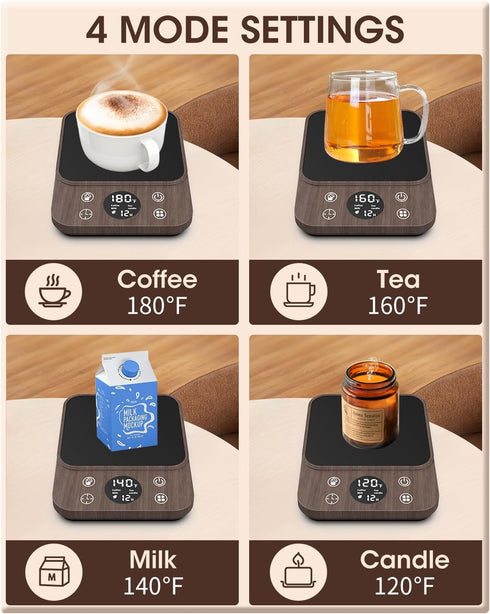 Coffee Mug Warmer for Desk, 2024 Upgraded Smart Electric Coffee Warmer, 1H Drink Water Reminder, 4 Mode, 8H Auto Shut Off, 9 Temperature, 12H Time...
