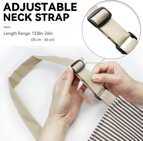 NLUS 2 Pack Cooking Aprons for Women with Pockets, Adjustable Kitchen Bib Aprons Chef Aprons for Women Men(Brown Pinstripes)...