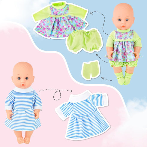 deAO Baby Doll Clothes for 12 Inch Dolls,6 Sets Doll Clothes and Accessories,6 hangers,Dress Up Fun,Doll Outfits Accessories Underwear for Doll Gi...