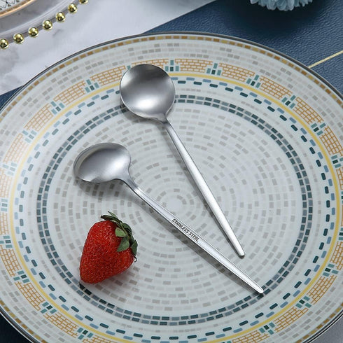 Teaspoons 6 Piece, 6.6'' Spoons Silverware, Stainless Steel Small Spoons, Tea Spoons for Home, Kitchen or Restaurant, Dishwasher Safe (Matt Silver...