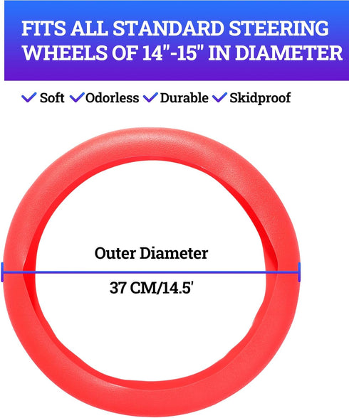 Universal Soft Silicone Steering Wheel Cover,Anti-Slip Steering Cover,Breathable Great Grip Cover for Steering Wheel,13“-15” Steering Wheel Protec...