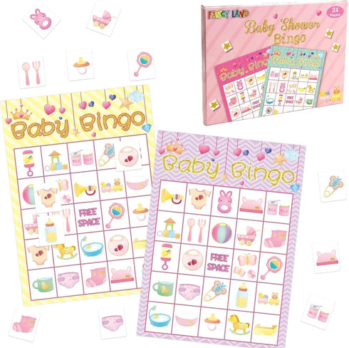 Fancy Land Girl Baby Shower Bingo Game - 24 Guests Party Game Supplies...