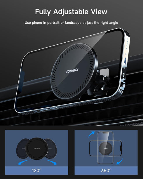 ZOOAUX MagSafe Car Mount, Magnetic Phone Holder for Car, Hands Free Vent Mounting, Super Strong Magnets, Fits iPhone 13/12 Series & All Phones......
