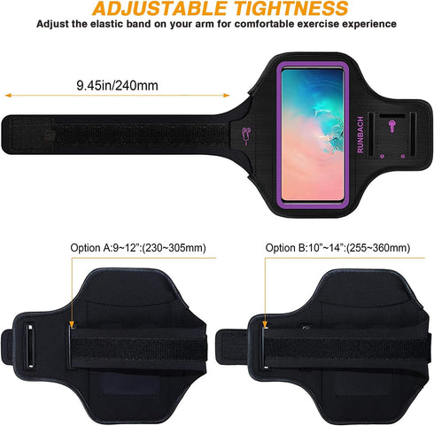 Armband for Samsung Galaxy S25/S24/S23/S22/S21/S20/S10/S9/S8 up to 6.2",Water Resistant Running Exercise Gym Bag with Card Slot and Key Holder (Pu...