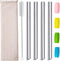 Boba Straws, Reusable Straw Metal Smoothies Jumbo Bubble Tea Tapioca Pearls Milkshake Straws, Pointed Stainless Steel Drinking Straws with Silicon...