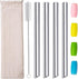 Boba Straws, Reusable Straw Metal Smoothies Jumbo Bubble Tea Tapioca Pearls Milkshake Straws, Pointed Stainless Steel Drinking Straws with Silicon...