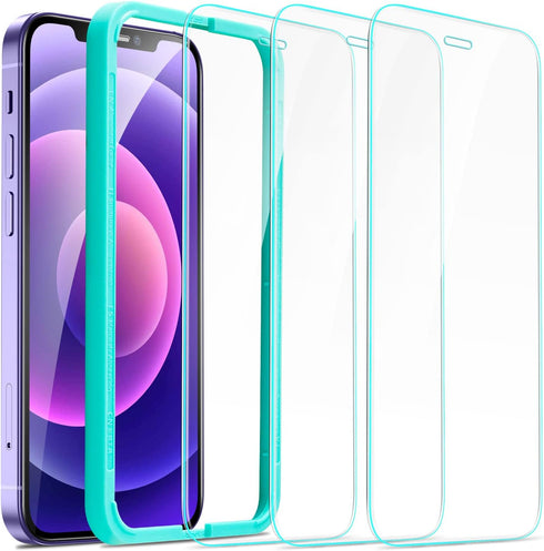 ESR for iPhone 12 Screen Protector, iPhone 12 Pro Screen Protector, Tempered-Glass with Easy Installation Frame compatible with iPhone 12/12 Pro 6...