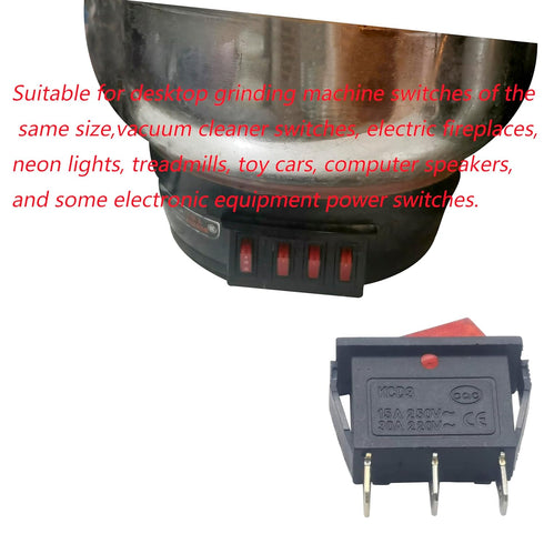 3 pin 2 Position Red Lighted Rocker Switch for Desktop Grinder,Electric Fireplaces,Neon Lamp,Household appliances,Lawn Mower,Electric Tool and Sno...