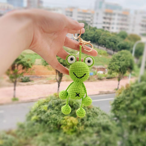 Handmade Cartoon Frog Animal Keychain, 1 Count, Green...