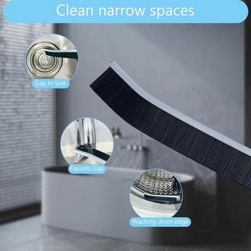 4 PCS Hard Bristle Crevice Cleaning Brush, Multifunctional Gap Cleaning Brush Tool, Long Slit Hand Brush, Crevice Cleaning Tool for Kitchen Bathro...