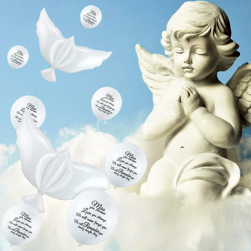 Skylety 36 Pieces Memorial Balloons to Release in Sky Memory Peace Dove Balloons Helium for Funeral, Condolence, Funeral, Anniversary, Memorial Se...