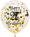 Gold 27th Confetti Latex Balloons, Girls or Boys Happy 27 Years Birthday Party Balloon Decoration With Confetti, 12in, 16 Pack...