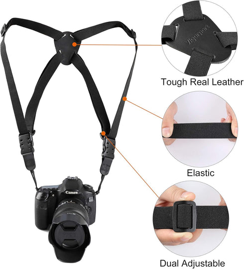 Camera Harness Strap,Cross Shoulder Quick Release Straps for Binoculars, Rangefinders,Harness Strap Compatible with Canon, Nikon, Sony and DSLR SL...