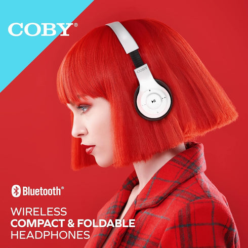 Coby Bluetooth Headphones, Wireless Headphones with Mic Built-in, AUX, Hands-Free Calling | Over-The-Ear Foldable Headset, Rechargeable | 5-HR Pla...