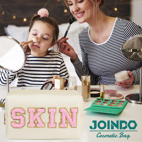 Skin Makeup Bag, Skin Care Cosmetic Toiletry Bag, Preppy Makeup bag,Portable Makeup Zipper Pouch Storage Purse, PU Leather Skincare Organizer Bag ...