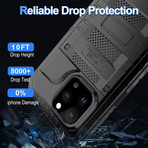 Marrkey Waterproof Case for iPhone 15 Pro Max, Heavy Duty Durable Metal Full Body Built-in Screen Protection Case Shockproof Dustproof Rugged Mili...