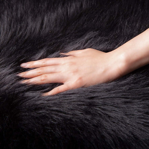 Ashler Faux Fur Rug, Black Area Rugs, Fluffy Sheepskin Fur Rug, Fuzzy Ultra Soft 2 x 6 Ft Rugs, Machine Washable Shag Rug, Nursery Throw Rugs for ...