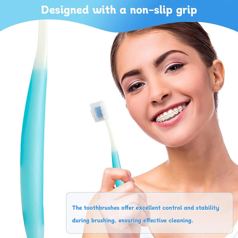 3-Pack Orthodontic Dental Care Kit – includes Soft Bristle Toothbrushes and Braces-Friendly Brush Flosser for Cleaner Interdental Brush Toothpick,...