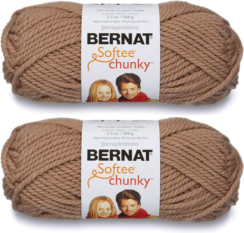 Bernat 2-Pack - Softee Chunky Yarn, Soft Taupe, Single Ball......