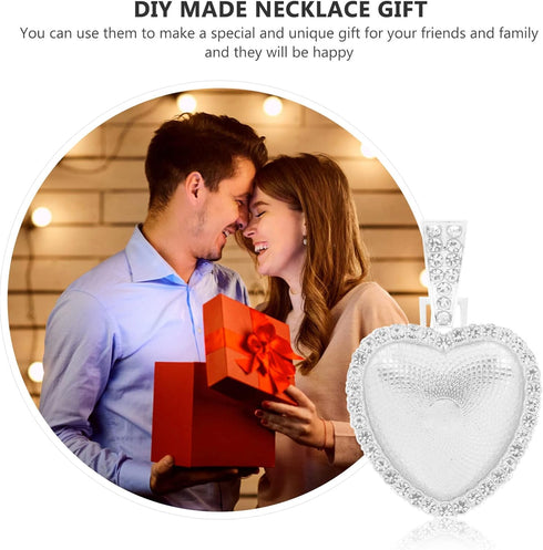 GLEAVI Heart Bezels 12 Set of Rhinestone Trays Pendant Sublimation Pendant Trays Heart Shape Double Sided Rhinestone Bezel Trays for Making Heart ...