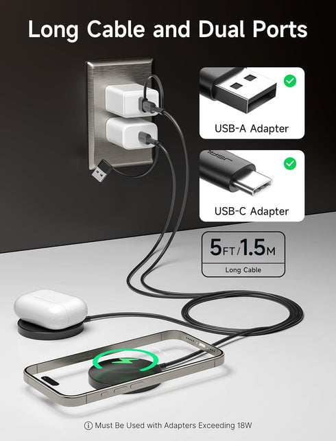 JSAUX 15W MagSafe Magnetic Wireless Charger 2-Pack Fast Charging Compatible with MagSafe Charger iPhone 15 15 Pro/15 Pro Max/iPhone 14 Plus/14 Pro...